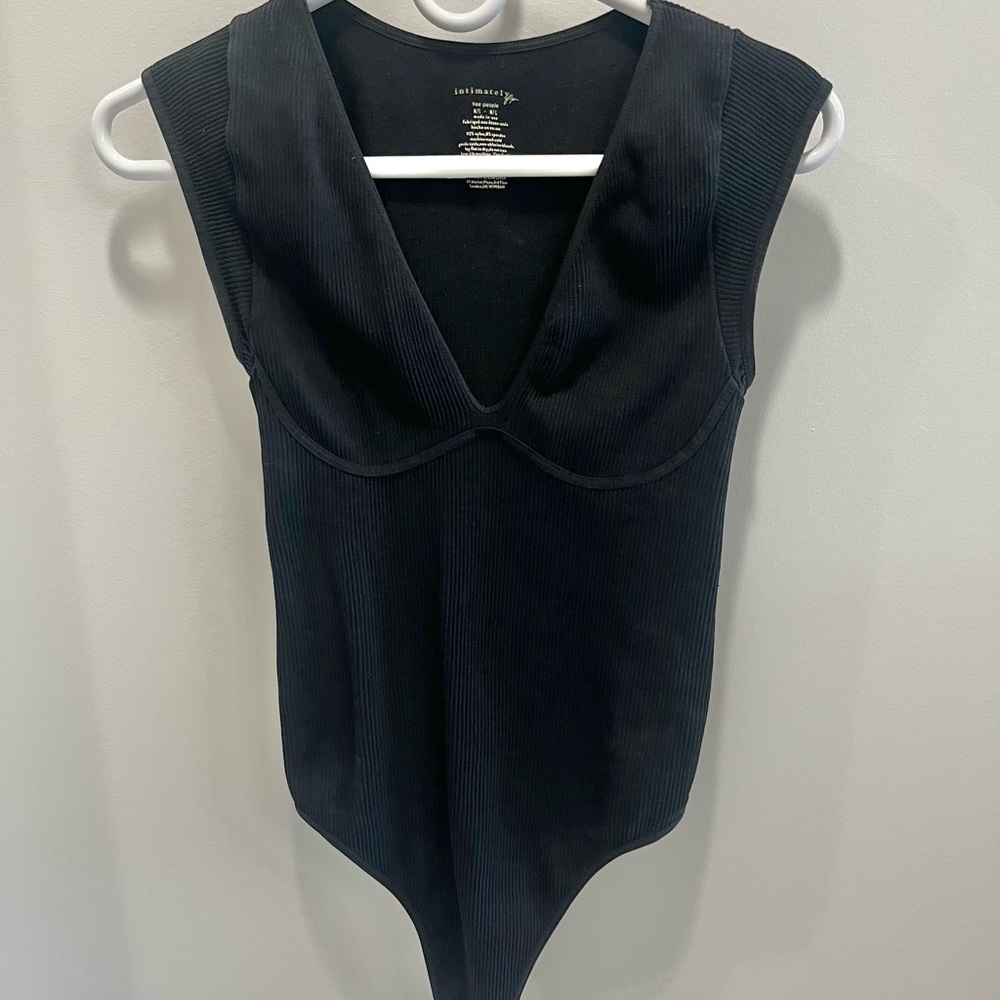 Black Ribbed Bodysuit